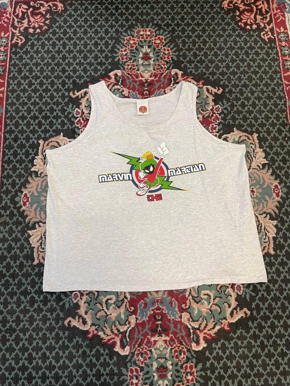 Vintage 90s Marvin the Martian Graphic Tank Top - Light Gray